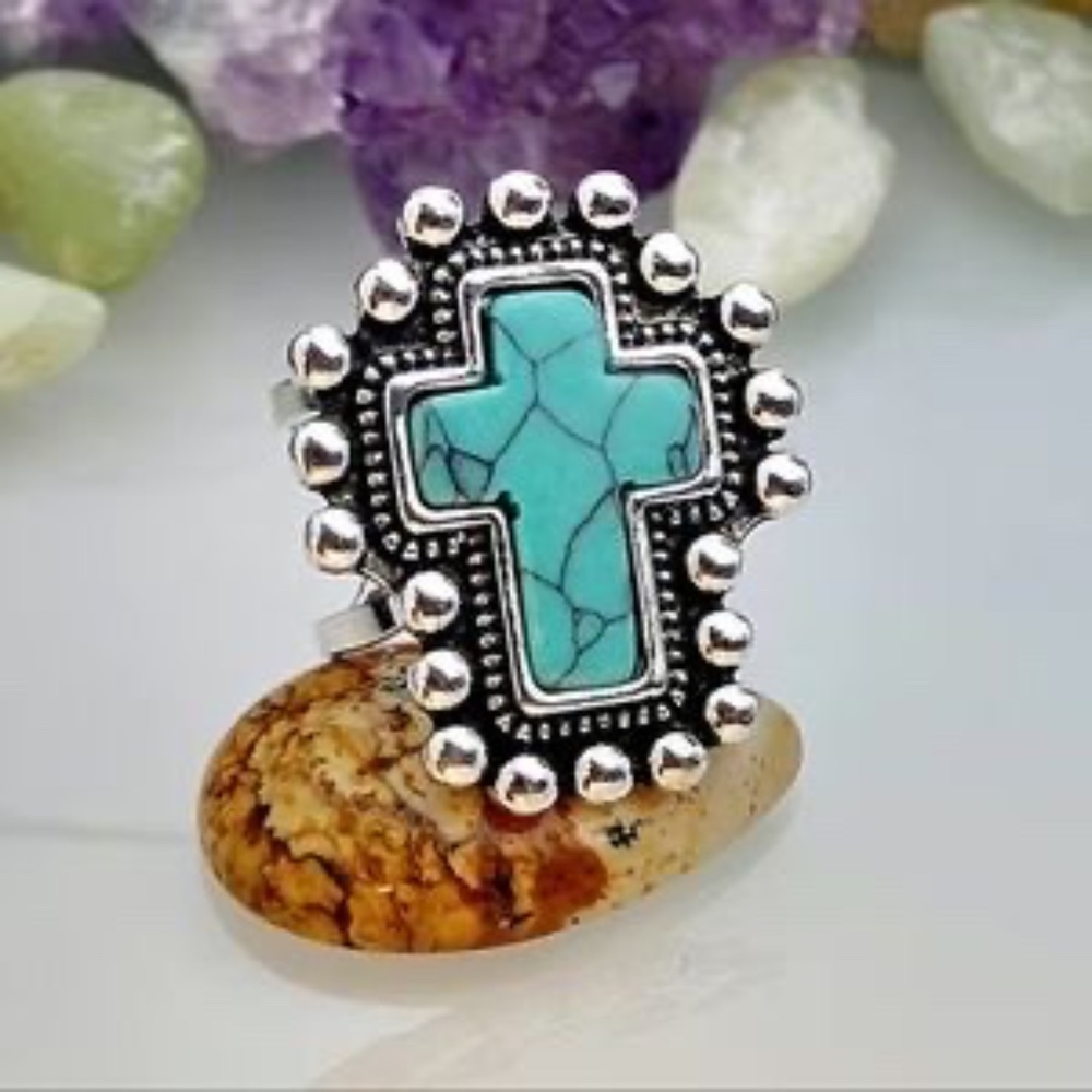 NWT Turquoise Cross Ring